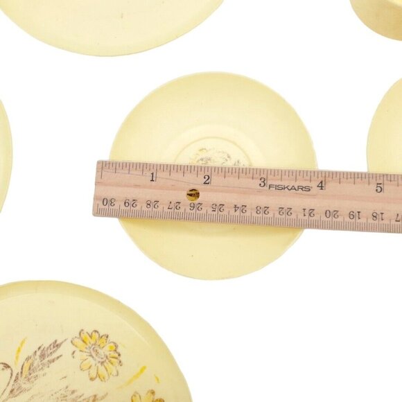 Vintage Taylor Smith Kid's Dish Set Yellow w/ Daisies Soft Plastic 1950s Soft - Picture 7 of 7